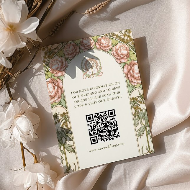 QR Code Wedding Website Info Art Nouveau Enclosure (Creator Uploaded)