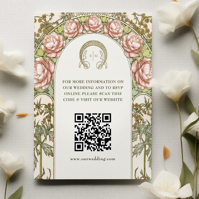 QR Code Wedding Website Info Art Nouveau Enclosure (Creator Uploaded)