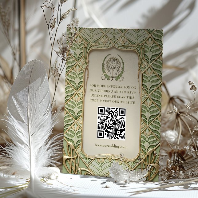 QR Code Wedding Website Info Art Nouveau Enclosure (Creator Uploaded)