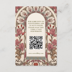 QR Code Wedding Website Info Art Nouveau Enclosure Card