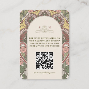 QR Code Wedding Website Info Art Nouveau Enclosure Card
