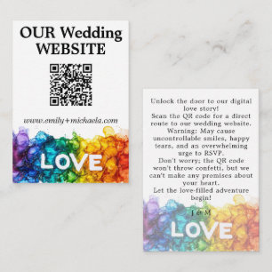 🌈 QR code Wedding Website LGBTQ Painted With Love Enclosure Card
