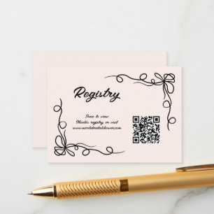 QR Code Whimsical Bridal Shower Registry Enclosure Card