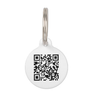 QR Code white black custom contact Info dog cat  Pet Tag