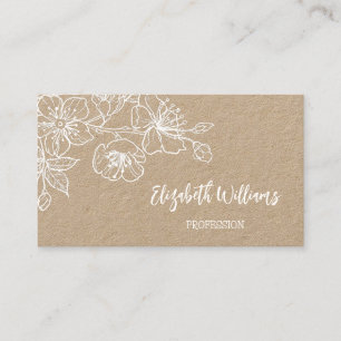 QR Code White Line Art  On Kraft Paper  Business Card