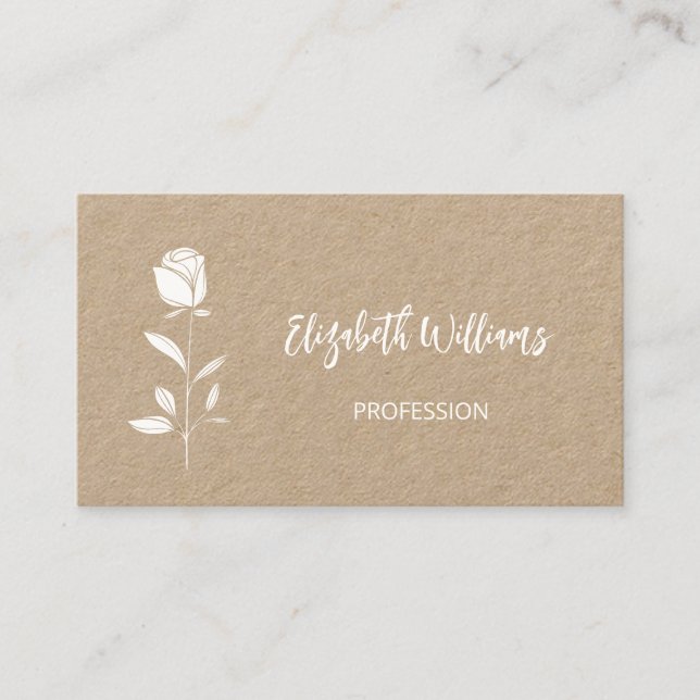 QR Code White Line Art On Kraft Paper Business Card (Front)