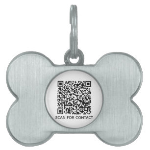 QR Code white scannable contactless contact info Pet ID Tag