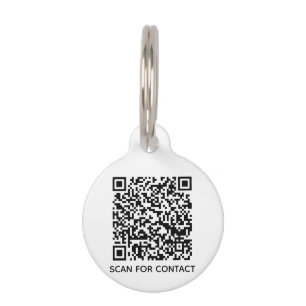 QR Code white scannable contactless contact Info Pet Tag