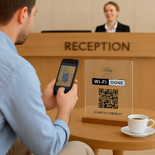 QR Code Wifi Business Logo Scan to Connect Acrylic Sign