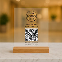 QR Code Wifi | Business Logo Scan to Connect Acrylic Sign