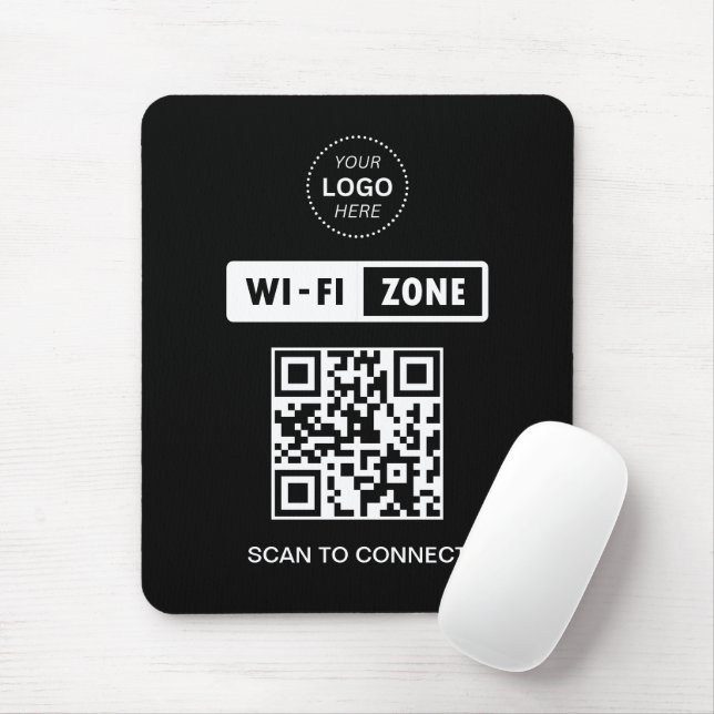 QR Code Wifi Business Logo Scan to Connect Mouse Mat (With Mouse)