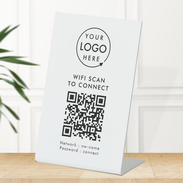 QR Code Wifi | Business Logo Scan to Connect Pedestal Sign (Creator Uploaded)