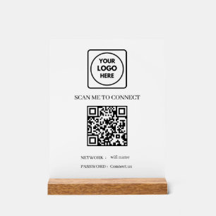 QR Code Wifi   Custom Logo Scan to Connect Design Acrylic Sign