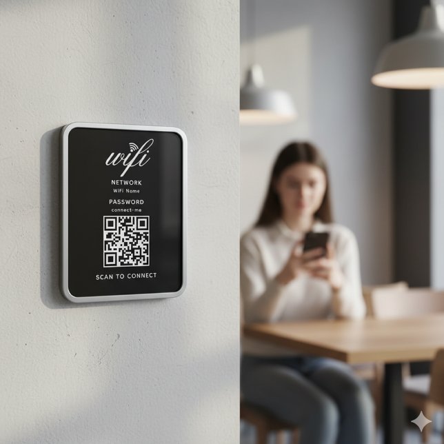 QR Code Wifi Internet Password Black Flexible Magnet (Creator Uploaded)