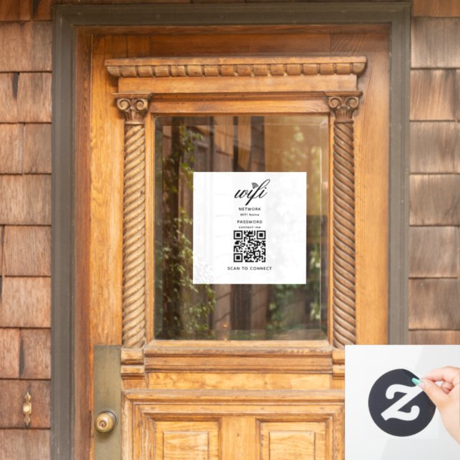 QR Code Wifi Internet Password White Window Cling (Home Door)