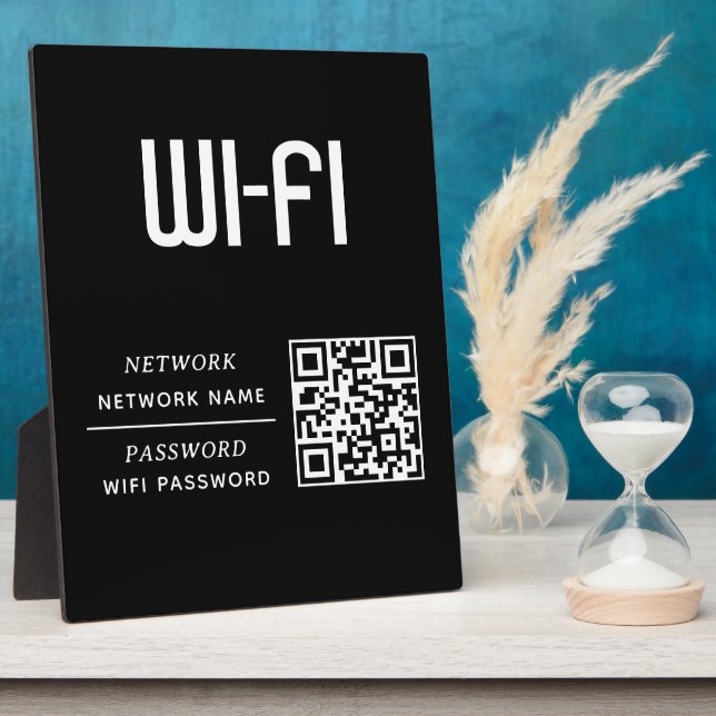 QR Code Wifi Network Name & Password  Plaque (Side)