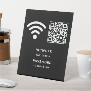QR Code Wifi Password and Network Personalised  Pedestal Sign
