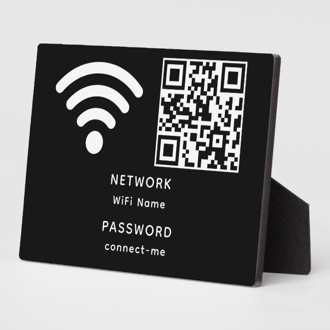 QR Code Wifi Password and Network Personalised  Plaque (Side)
