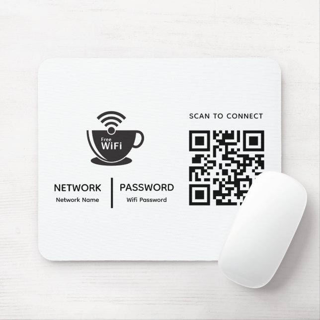 QR Code Wifi Scan to Connect Business Logo Mouse Mat (With Mouse)