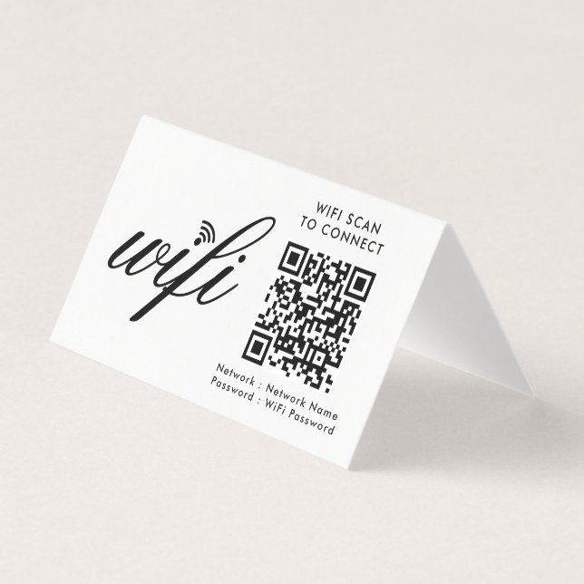 QR Code Wifi Scan to Connect Custom Branded White (Front)