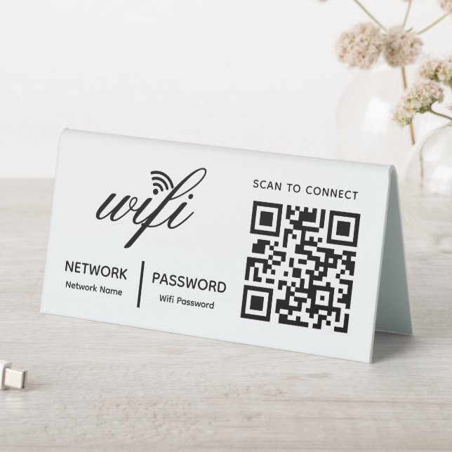 QR Code Wifi Scan to Connect Custom Branded White  (In SItu (Table))