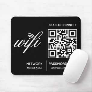 QR Code Wifi Scan to Connect Custom Branded White Mouse Mat
