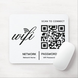 QR Code Wifi Scan to Connect Custom Branded White Mouse Mat
