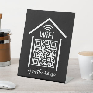 QR Code Wifi Scan to Connect is on the house Pedestal Sign