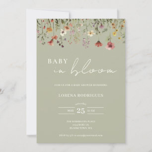 Qr Code Wildflower Baby in Bloom Baby Shower Invitation