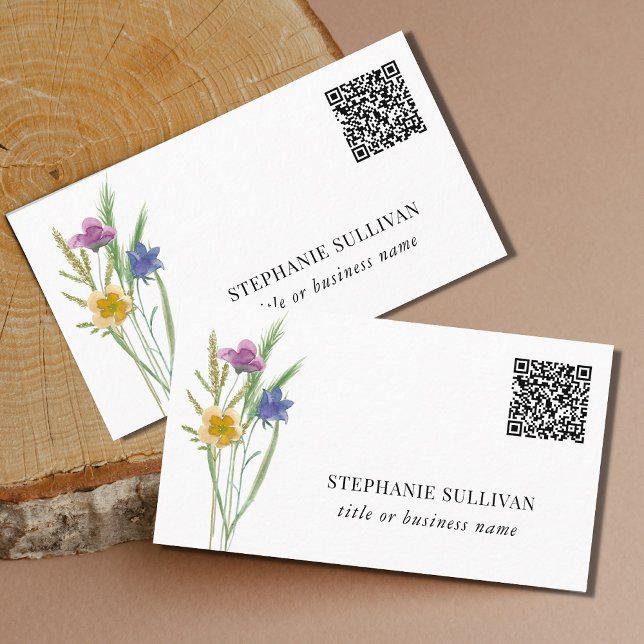 QR Code Wildflower Professional Business Card (Creator Uploaded)