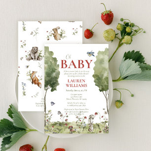 QR Code Wildflower Strawberry Oh Baby Shower Invitation
