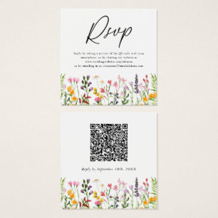QR Code Wildflower Wedding RSVP Card