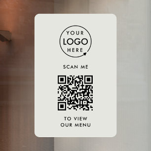 QR Code Window Cling   Menu Vinyl Decal Sign