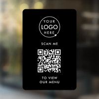 QR Code Window Cling | Menu Vinyl Decal Sign
