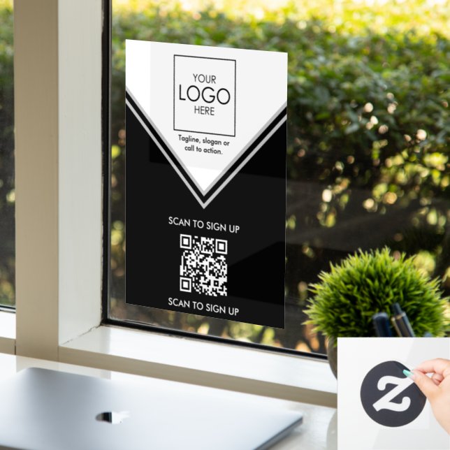 QR Code Window Decal Upload Your Logo Window Cling (Office)