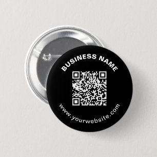 QR Code with Business Name Bold Circular Text 6 Cm Round Badge