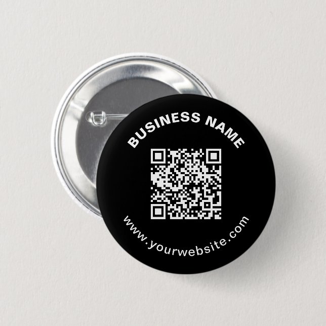 QR Code with Business Name Bold Circular Text 6 Cm Round Badge (Front & Back)