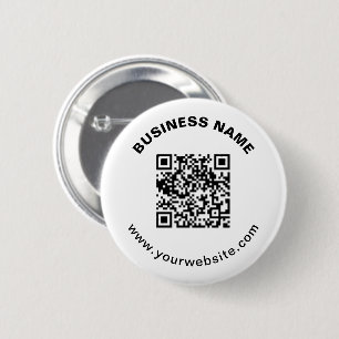 QR Code with Business Name Bold Circular Text 6 Cm Round Badge