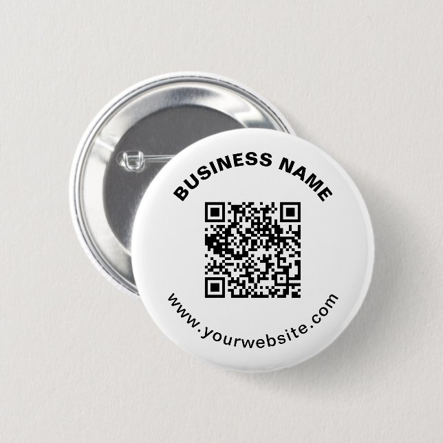 QR Code with Business Name Bold Circular Text 6 Cm Round Badge (Front & Back)