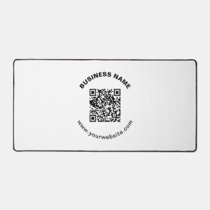 QR Code with Business Name Bold Circular Text Desk Mat