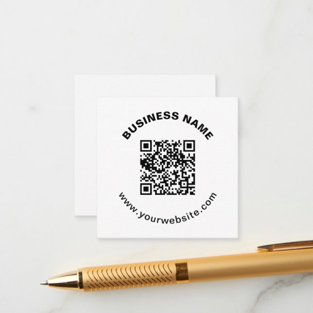 QR Code with Business Name Bold Circular Text Enclosure Card (Front/Back In Situ)