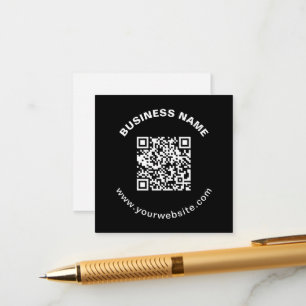 QR Code with Business Name Bold Circular Text Enclosure Card
