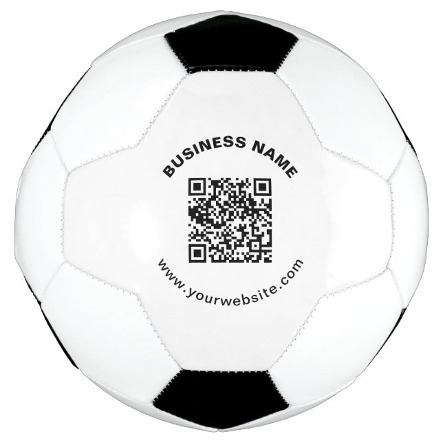 QR Code with Business Name Bold Circular Text Football (Front)