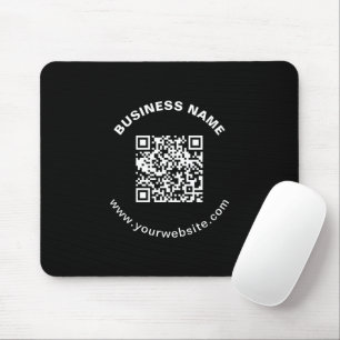 QR Code with Business Name Bold Circular Text Mouse Mat