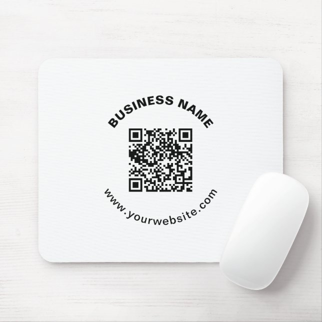 QR Code with Business Name Bold Circular Text Mouse Mat (With Mouse)