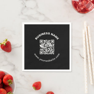 QR Code with Business Name Bold Circular Text Napkin