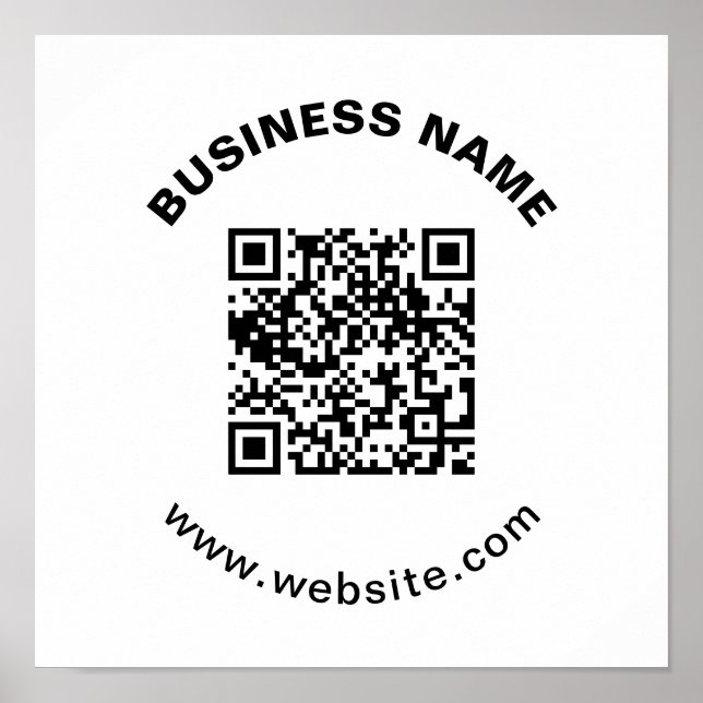 QR Code with Business Name Bold Circular Text Poster (Front)