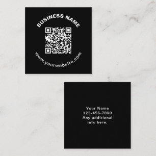 QR Code with Business Name Bold Circular Text Square Business Card