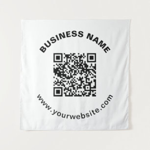 QR Code with Business Name Bold Circular Text Tapestry