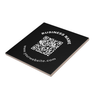 QR Code with Business Name Bold Circular Text Tile